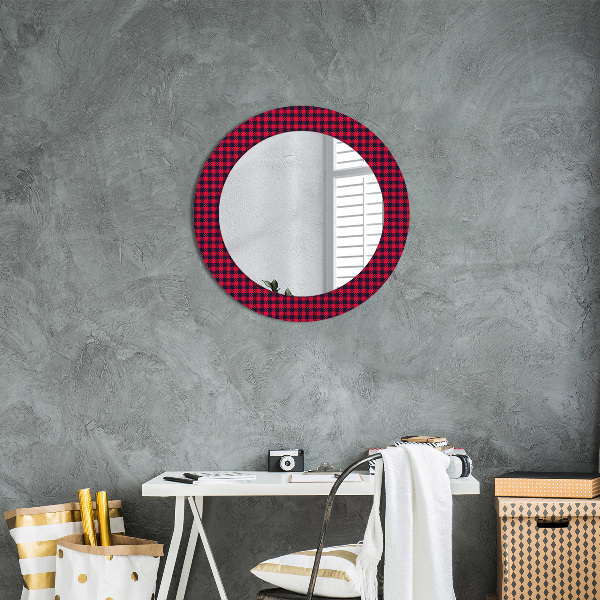 Round wall mirror decor Red grille