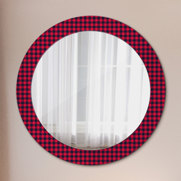 Round wall mirror decor Red grille