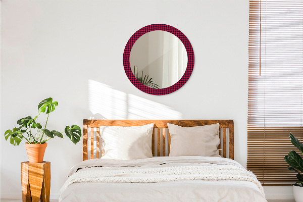 Round wall mirror decor Red grille