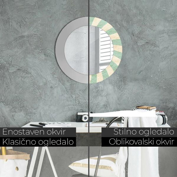 Round printed mirror Retro pastel pattern