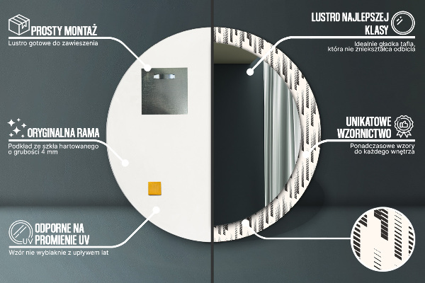 Round printed mirror Striped pattern