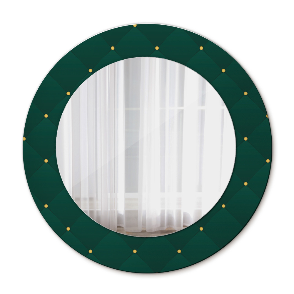 Round mirror frame with print Green luxury template