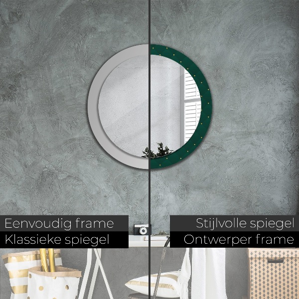 Round mirror frame with print Green luxury template