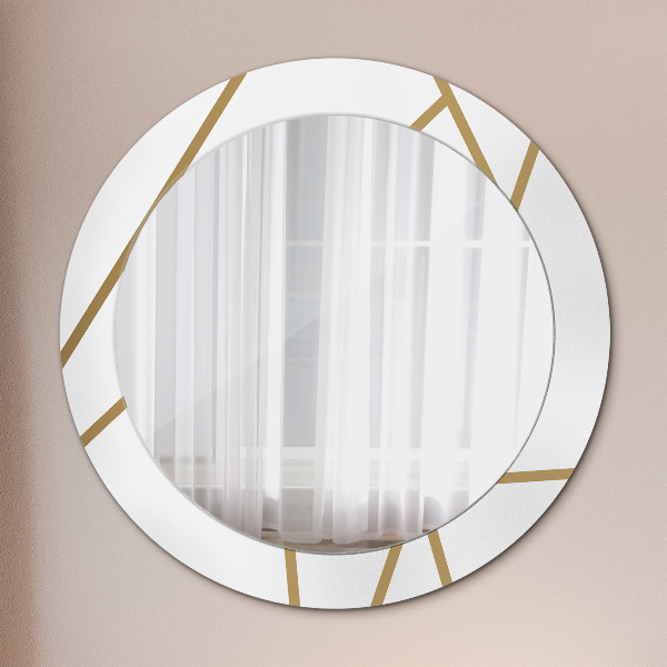 Round mirror frame with print Linear composition