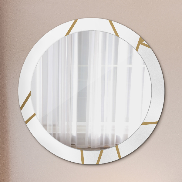 Round mirror frame with print Linear composition