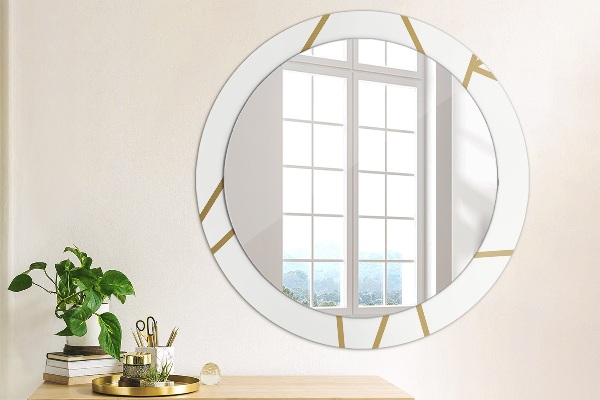Round mirror frame with print Linear composition