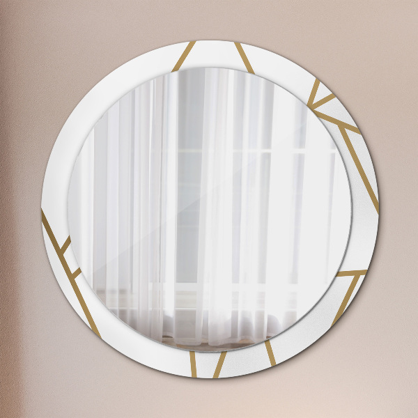 Round mirror frame with print Linear composition