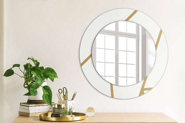 Round mirror frame with print Linear composition
