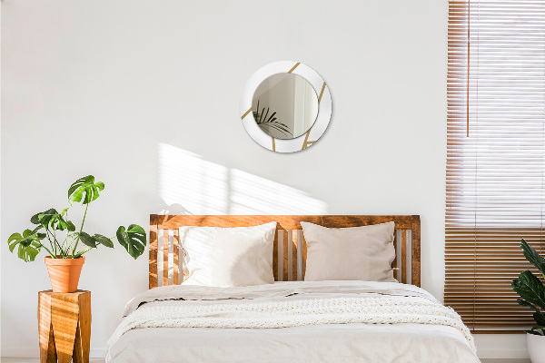 Round mirror frame with print Linear composition