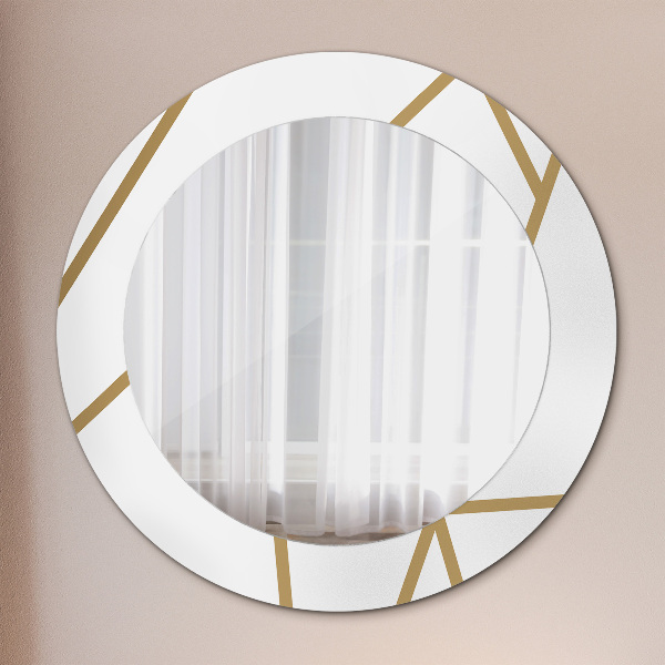 Round mirror frame with print Linear composition