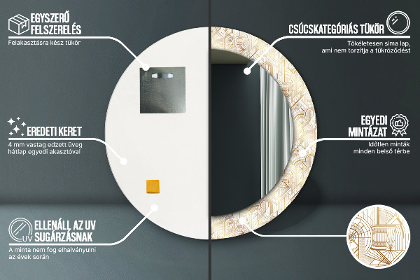 Round wall mirror decor Art deco composition