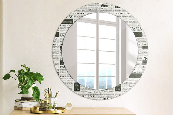 Round wall mirror decor Pattern from newspapers