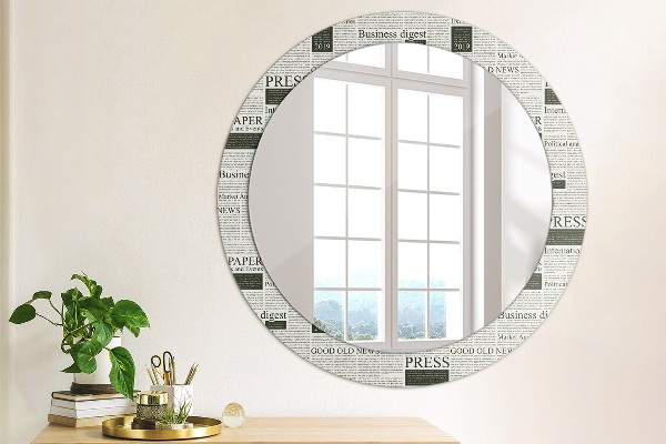 Round wall mirror decor Pattern from newspapers