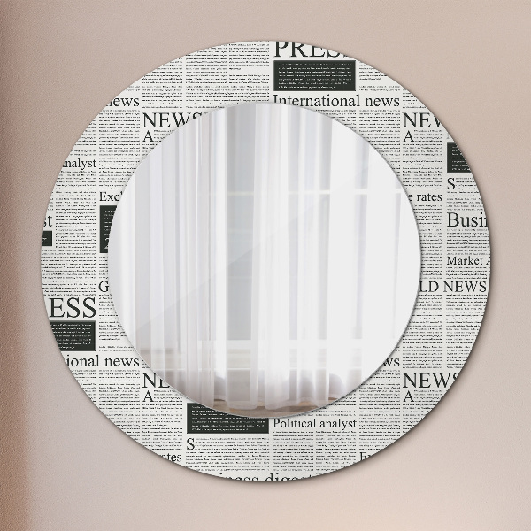 Round wall mirror decor Pattern from newspapers