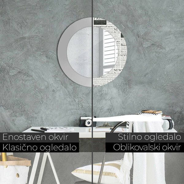 Round wall mirror decor Pattern from newspapers