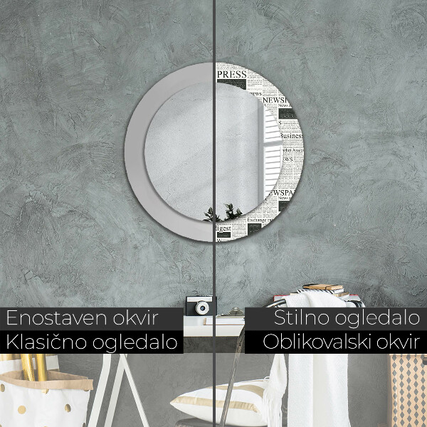Round wall mirror decor Pattern from newspapers