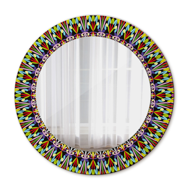 Round decorative mirror Psychedelic mandala pattern