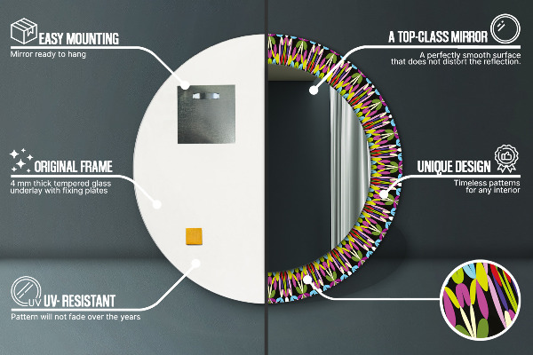 Round decorative mirror Psychedelic mandala pattern