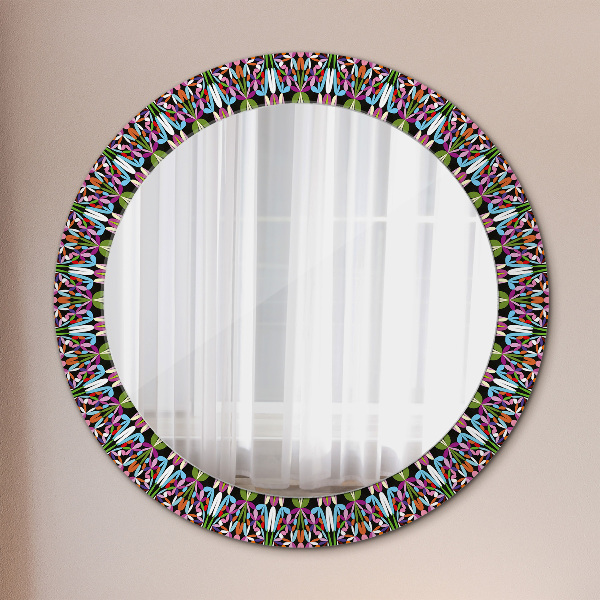 Round decorative mirror Psychedelic mandala pattern