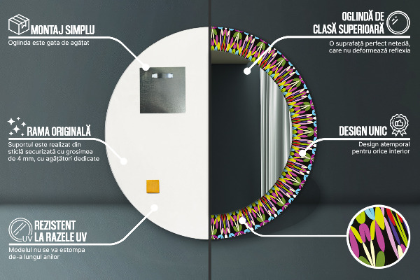 Round decorative mirror Psychedelic mandala pattern