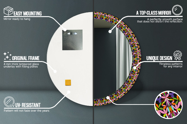 Round decorative mirror Psychedelic mandala pattern