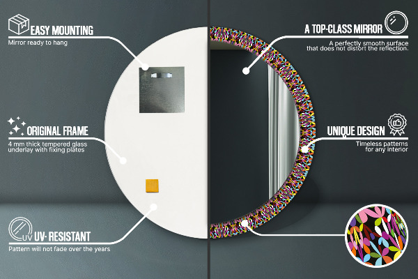 Round decorative mirror Psychedelic mandala pattern