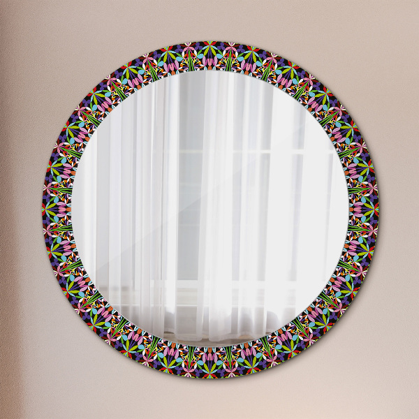 Round decorative mirror Psychedelic mandala pattern