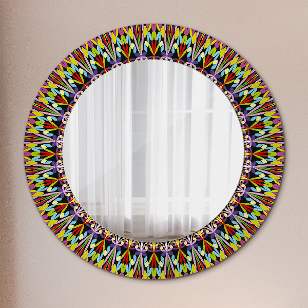 Round decorative mirror Psychedelic mandala pattern