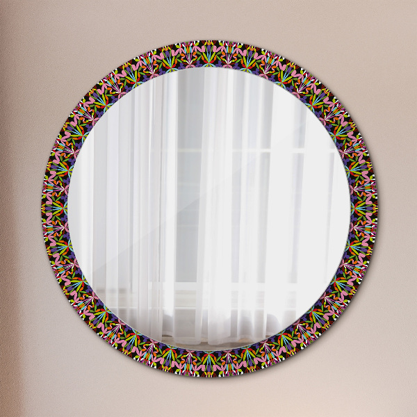 Round decorative mirror Psychedelic mandala pattern