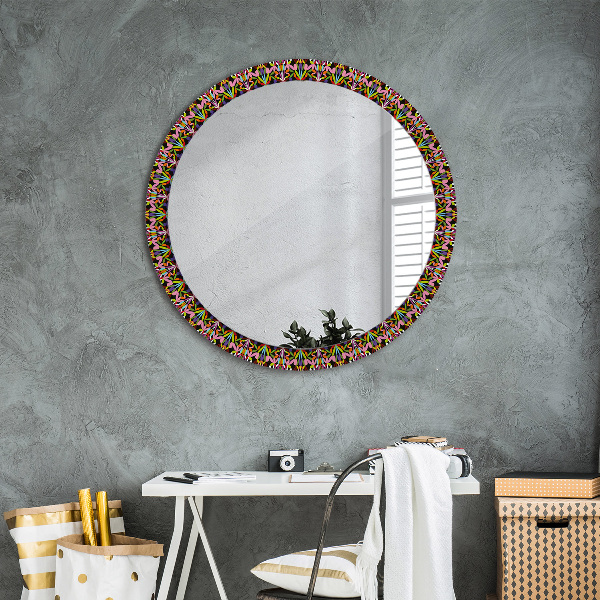 Round decorative mirror Psychedelic mandala pattern