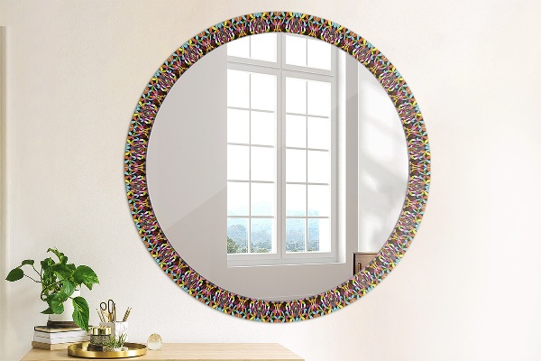 Round decorative mirror Psychedelic mandala pattern