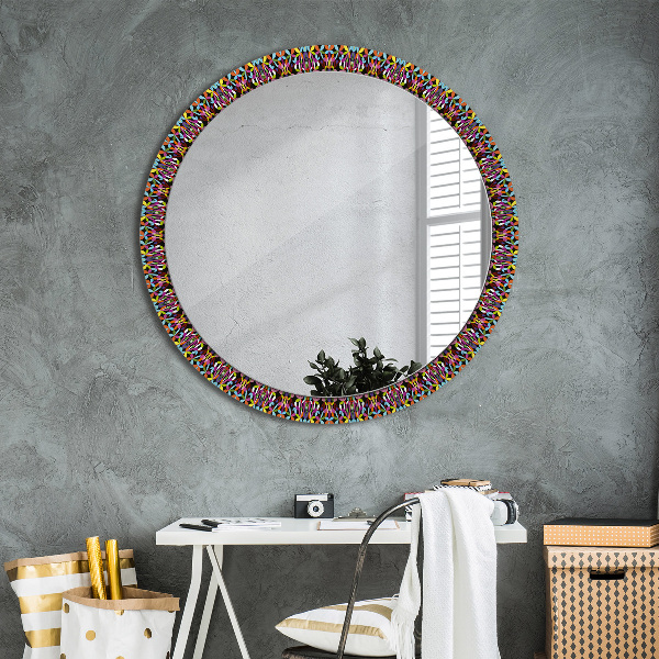 Round decorative mirror Psychedelic mandala pattern