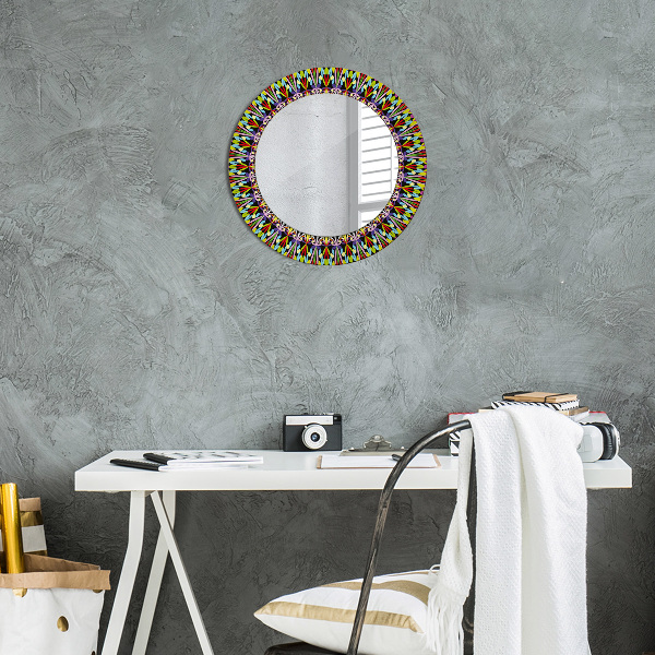 Round decorative mirror Psychedelic mandala pattern