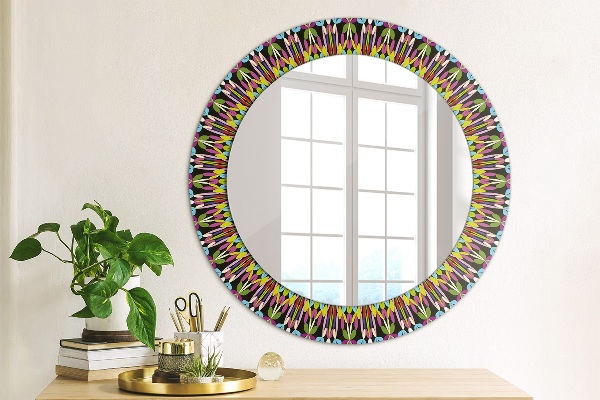 Round decorative mirror Psychedelic mandala pattern