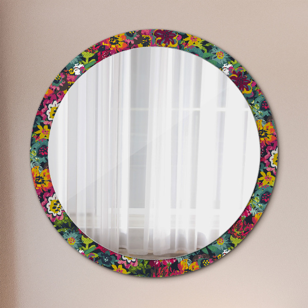 Round decorative mirror Hand -painted flowers