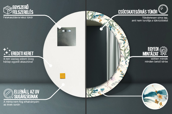 Round decorative mirror Watercolor flowers