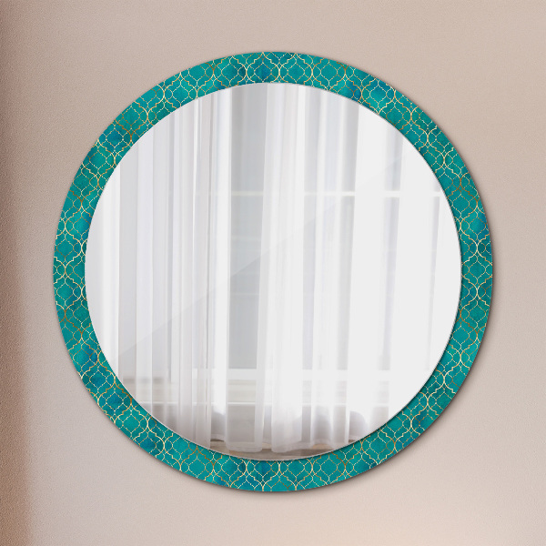 Round decorative mirror Green and gold composition