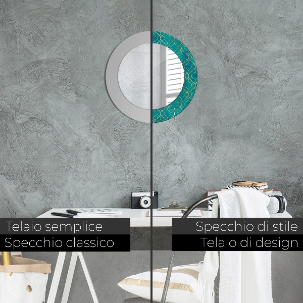 Round decorative mirror Green and gold composition