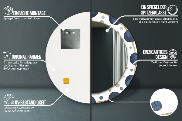 Round printed mirror Moon mandala