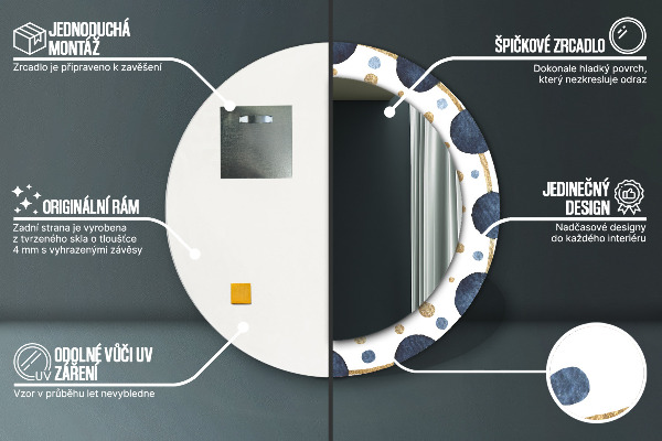 Round printed mirror Moon mandala