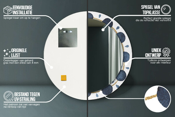 Round printed mirror Moon mandala