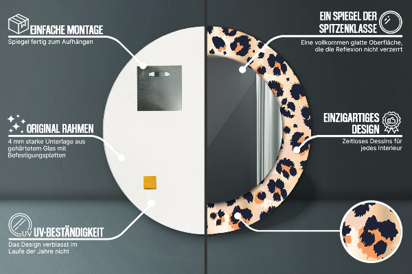 Round printed mirror Wild pattern