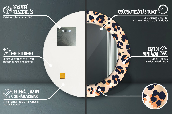 Round printed mirror Wild pattern