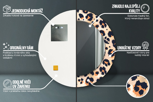 Round printed mirror Wild pattern