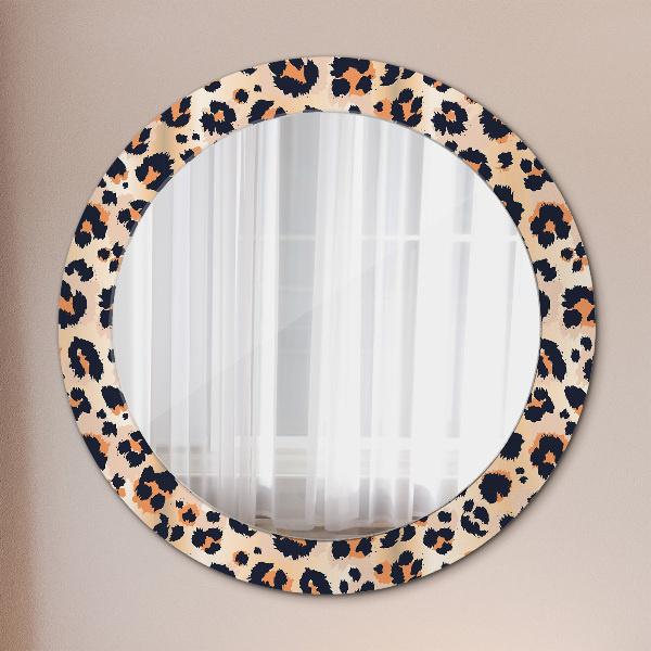 Round printed mirror Wild pattern