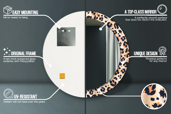 Round printed mirror Wild pattern