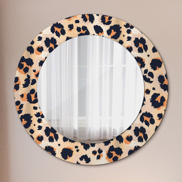 Round printed mirror Wild pattern