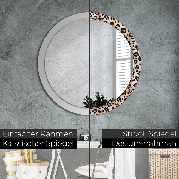 Round printed mirror Wild pattern