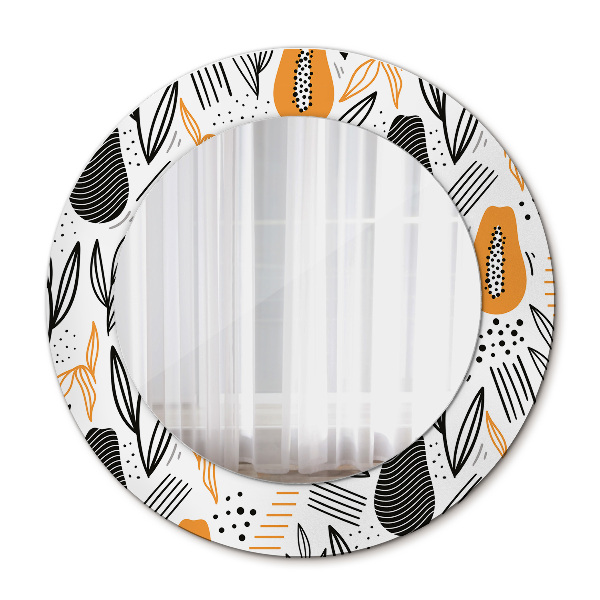 Round printed mirror Papai pattern