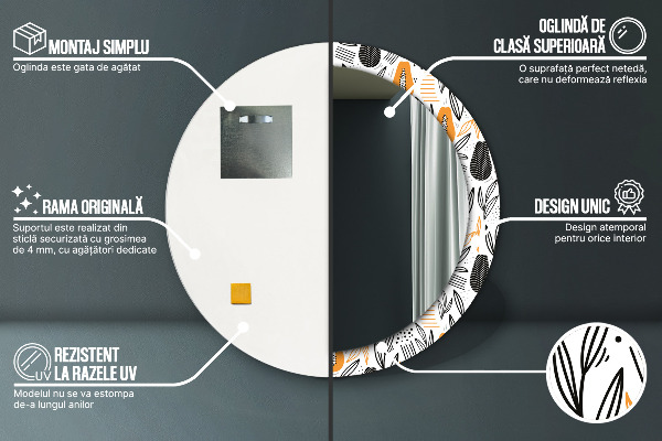 Round printed mirror Papai pattern